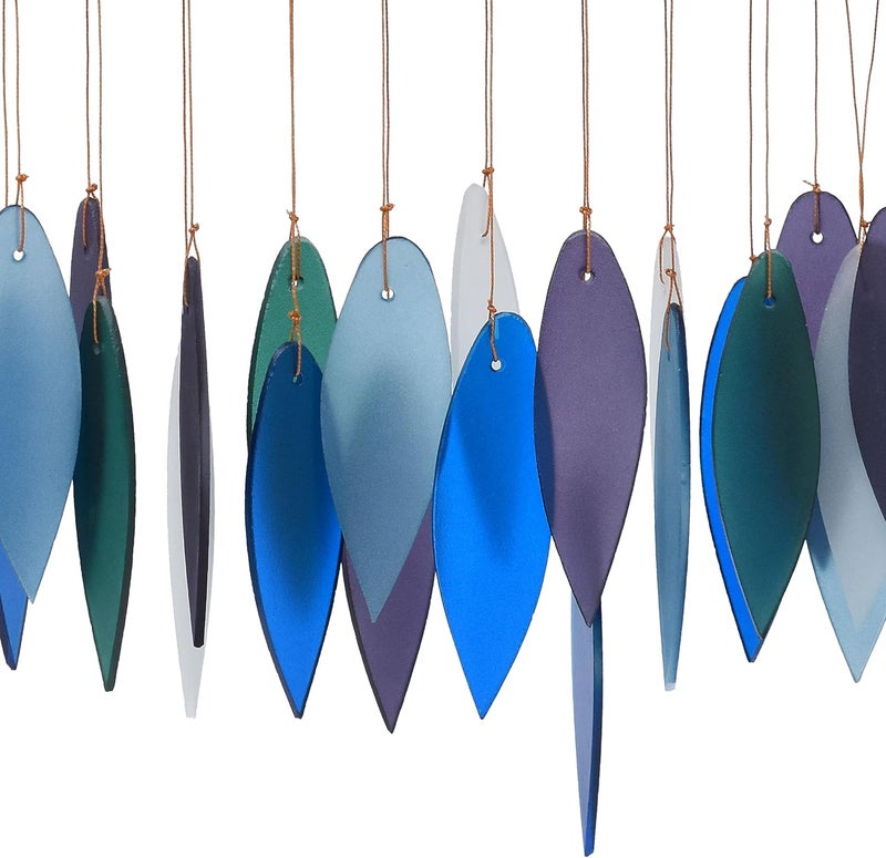 Gift Essentials Blue Handworks Pacific Coast Glass Chime, Sandblasted Glass and Found Wood Handcrafted Wind Chime - Image 5